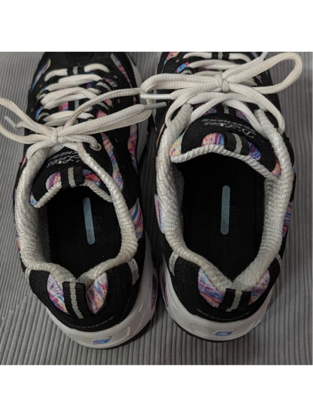 Skechers D’Lites Black Chunky Sneakers Rainbow Y2K Dad Shoes - Picture 6 of 10